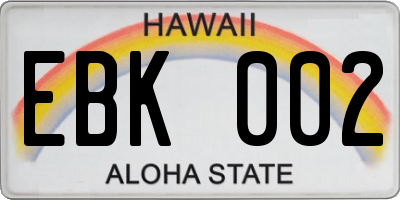 HI license plate EBK002