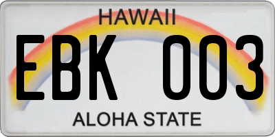 HI license plate EBK003