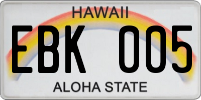 HI license plate EBK005
