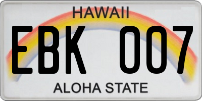 HI license plate EBK007