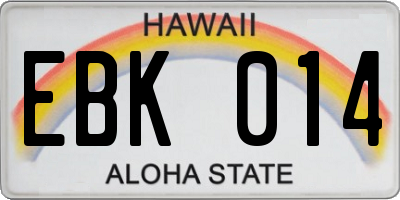 HI license plate EBK014