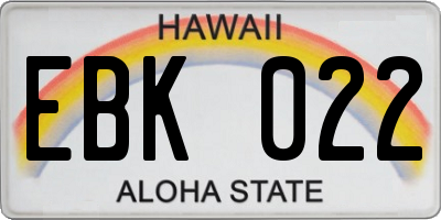 HI license plate EBK022