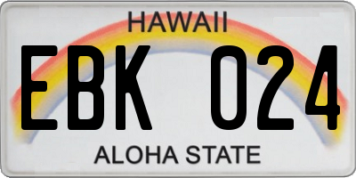 HI license plate EBK024