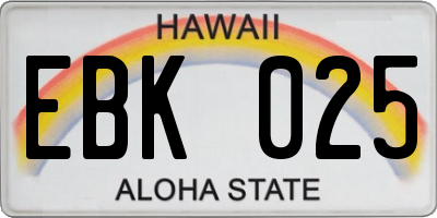 HI license plate EBK025