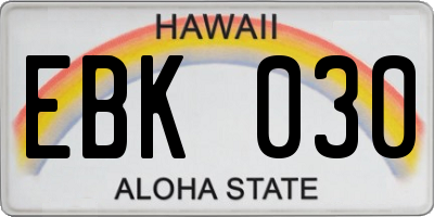 HI license plate EBK030
