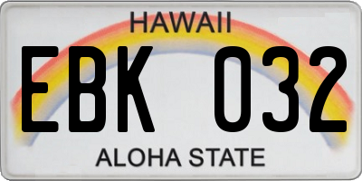 HI license plate EBK032