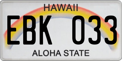 HI license plate EBK033