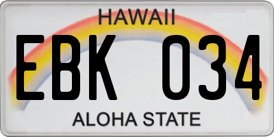HI license plate EBK034
