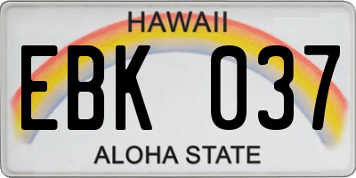 HI license plate EBK037