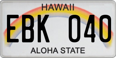 HI license plate EBK040