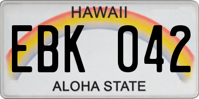 HI license plate EBK042