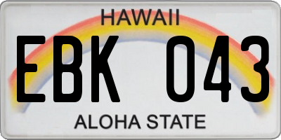 HI license plate EBK043