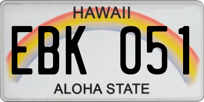 HI license plate EBK051