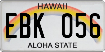 HI license plate EBK056