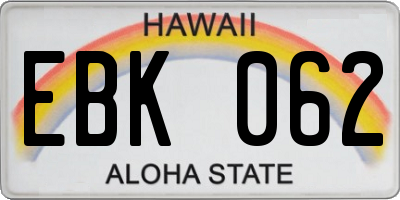 HI license plate EBK062