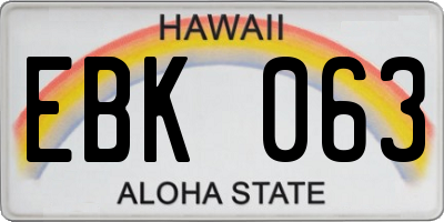HI license plate EBK063