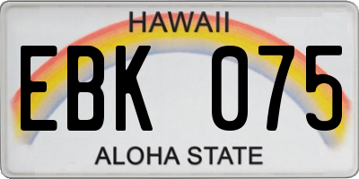 HI license plate EBK075