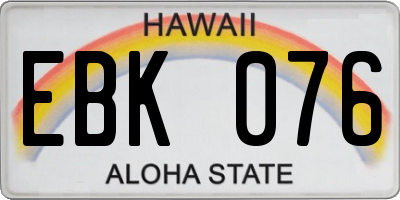 HI license plate EBK076