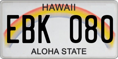 HI license plate EBK080