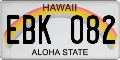 HI license plate EBK082