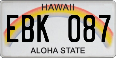 HI license plate EBK087