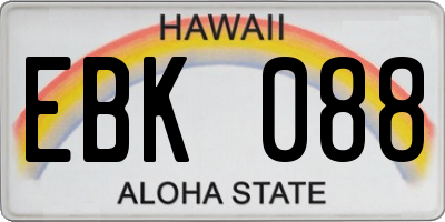 HI license plate EBK088