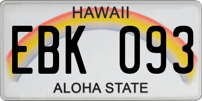 HI license plate EBK093