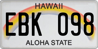 HI license plate EBK098
