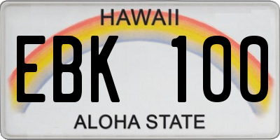HI license plate EBK100