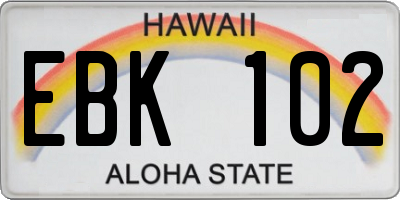 HI license plate EBK102