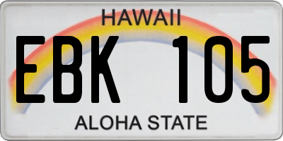 HI license plate EBK105