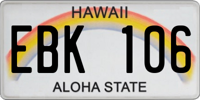HI license plate EBK106