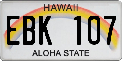 HI license plate EBK107