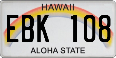 HI license plate EBK108