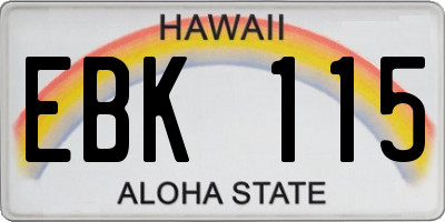 HI license plate EBK115