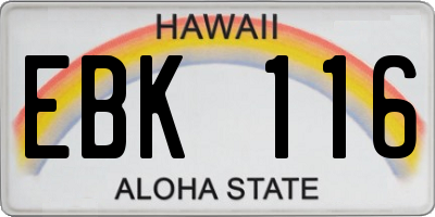 HI license plate EBK116