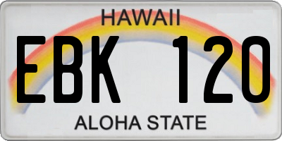 HI license plate EBK120