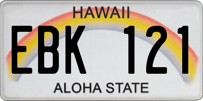 HI license plate EBK121