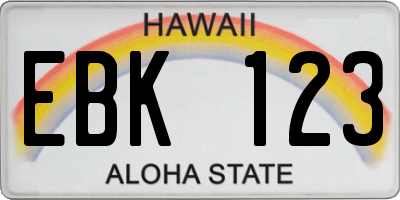 HI license plate EBK123