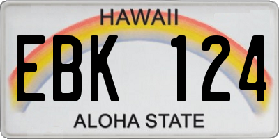 HI license plate EBK124