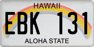 HI license plate EBK131
