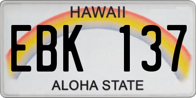 HI license plate EBK137