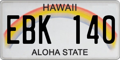 HI license plate EBK140