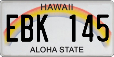 HI license plate EBK145