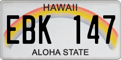 HI license plate EBK147