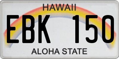 HI license plate EBK150