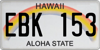 HI license plate EBK153