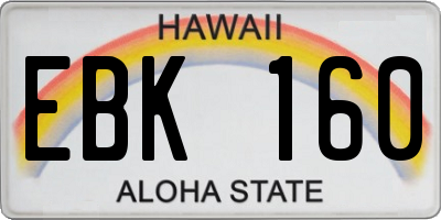 HI license plate EBK160