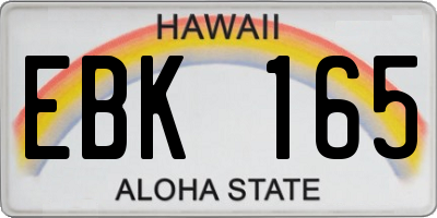 HI license plate EBK165