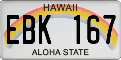 HI license plate EBK167
